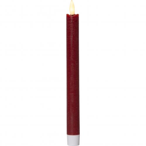 Batteriljus - Rd - Kronljus/Antikljus - Flamme - 2 st - 24,5 cm - Timer - www.frokenfraken.se