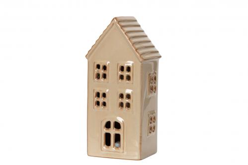 Ljuslykta - Hus - LED - Beige - 17 cm - www.frokenfraken.se