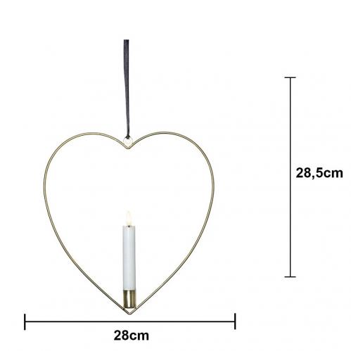 Hngande ljusring - Hjrta - Mssing - Batteriljus flammande lga - 28 cm - www.frokenfraken.se