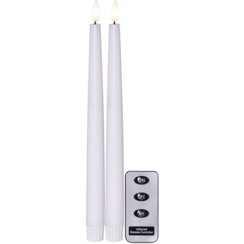 Batteriljus - Kronljus/Antikljus - Vit - Flamme - 2 st - www.frokenfraken.se