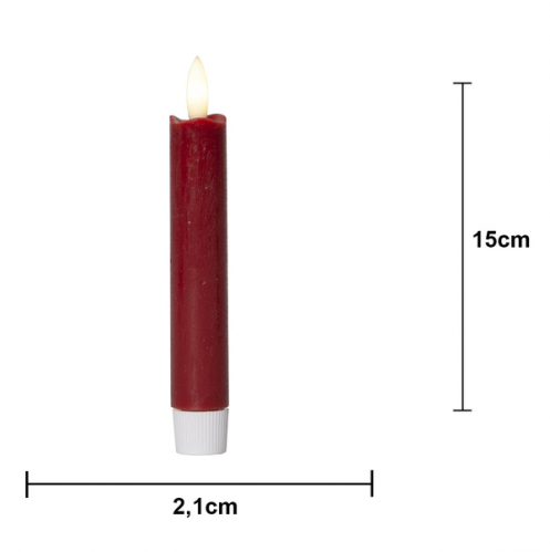 Batteriljus - Rd - Kronljus/Antikljus - Flamme - 2 st - 15 cm - Timer - www.frokenfraken.se