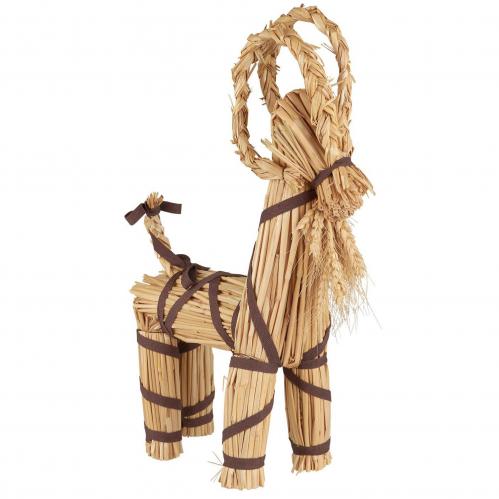 Julbock - Halmbock med bruna band - 44 cm - www.frokenfraken.se