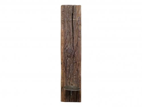 Vggljusstake fr blockljus - Rustikt tr - 43 x 10 cm - www.frokenfraken.se