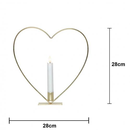 Stende ljusring - Hjrta - Mssing - Batteriljus flammande lga - 28 cm - www.frokenfraken.se