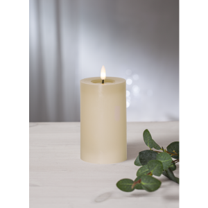 Batteriljus - LED Blockljus Flamme Flow - Beige - 15 x Ø7,5 cm - Timer - www.frokenfraken.se