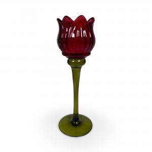 Ljusstake - Tulip Mörkröd - 22 cm - www.frokenfraken.se