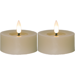 Batteriljus - Värmeljus 7 cm - Flamme - Beige - 2 st - www.frokenfraken.se