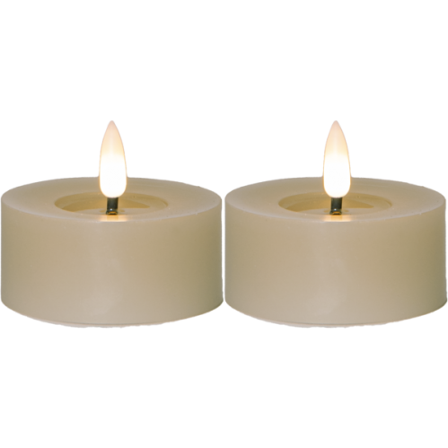 Batteriljus - Vrmeljus 7 cm - Flamme - Beige - 2 st - www.frokenfraken.se