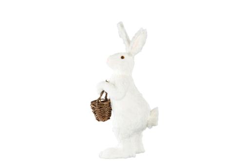 Hare med korg - Vit 34 x 27 x 71 cm - www.frokenfraken.se